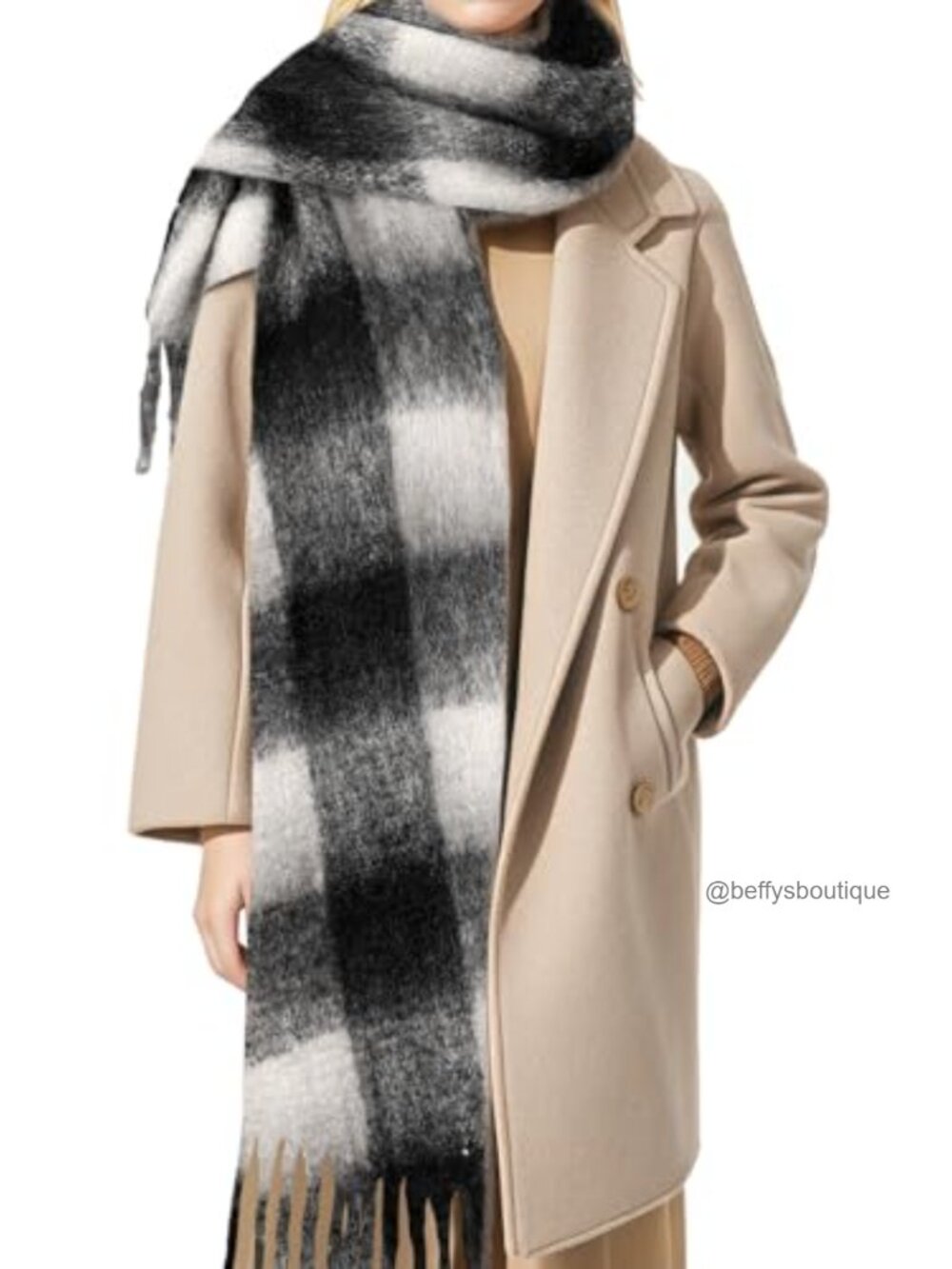 Large Plaid Pashmina Scarf Acrylic Cashmere Feel Winter Wrap